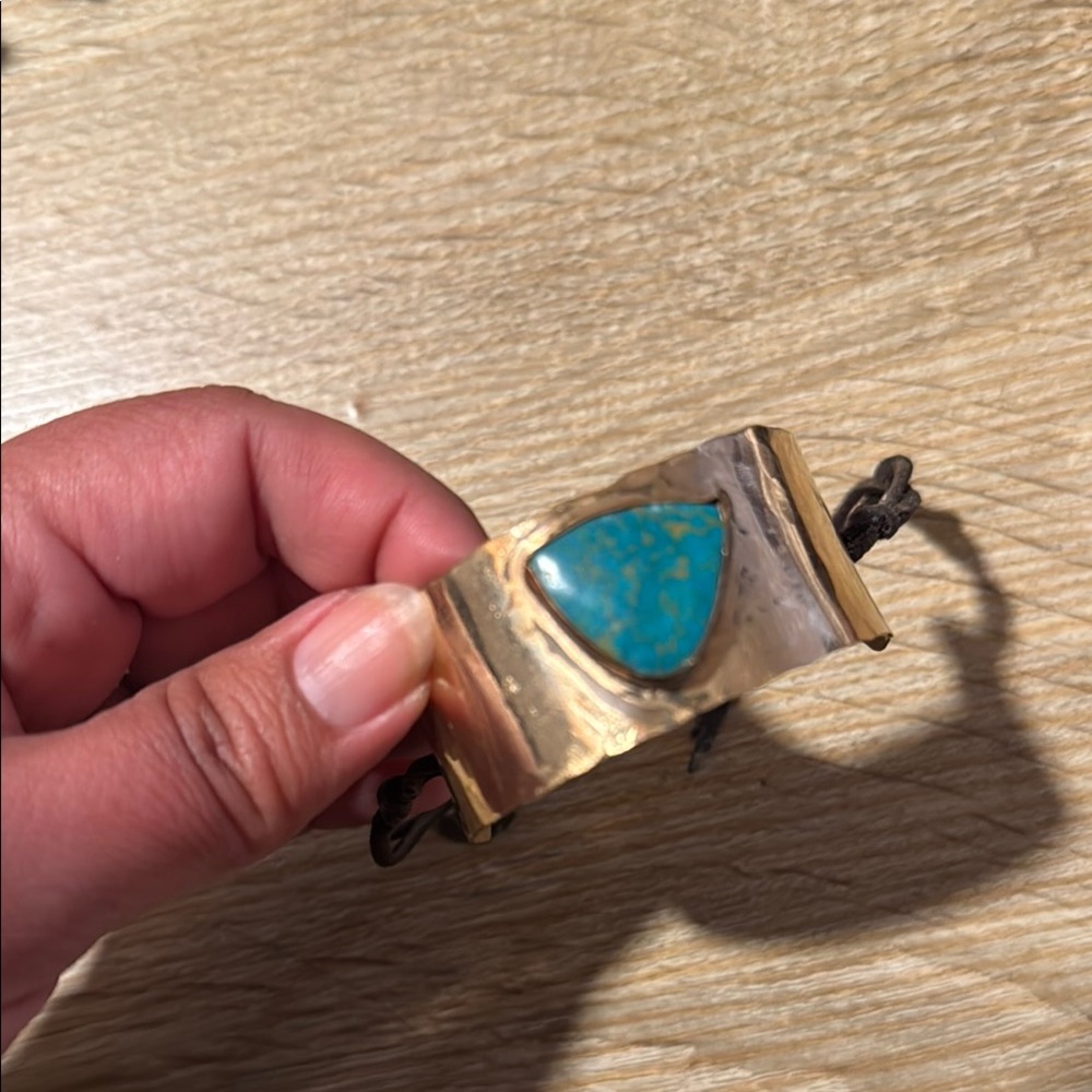 Turquoise and Gold Cuff Bracelet